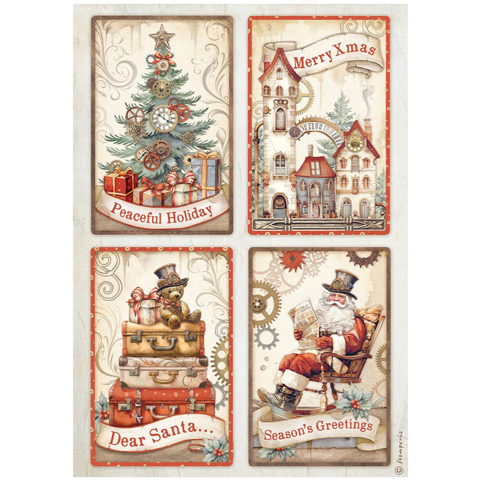 Stamperia Gear Up Christmas A4 Rice Paper (Cards)