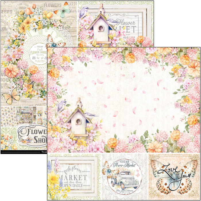 Ciao Bella Flower Shop 8" x 8" Scrapbooking Paper Set