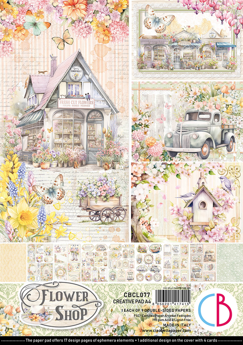 Ciao Bella Flower Shop A4 Scrapbooking Paper Set