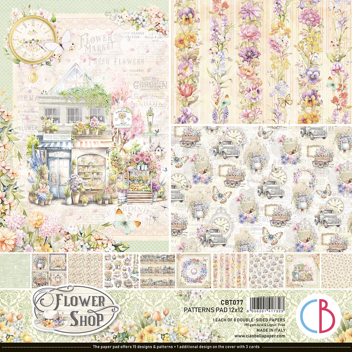 Ciao Bella Flower Shop 12" x 12" Patterns Scrapbooking Paper Set