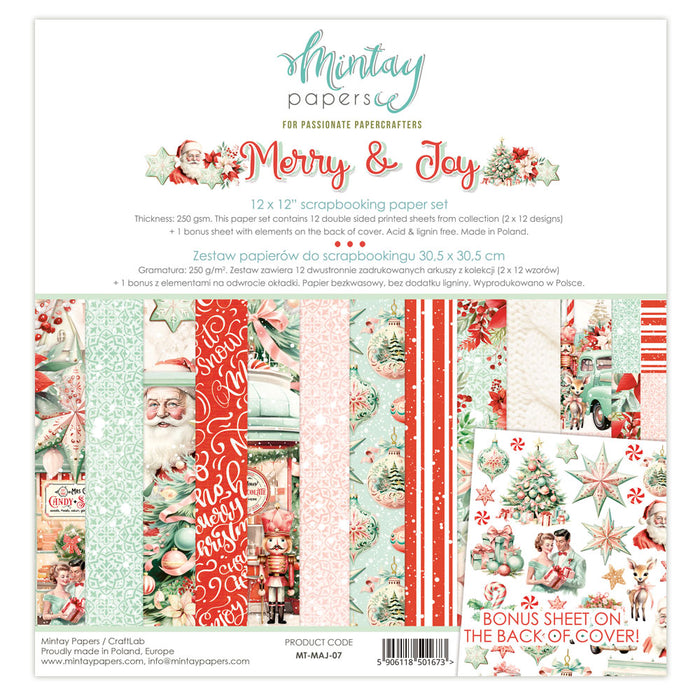 Mintay Merry & Joy 12" x"12 Scrapbooking Paper Set