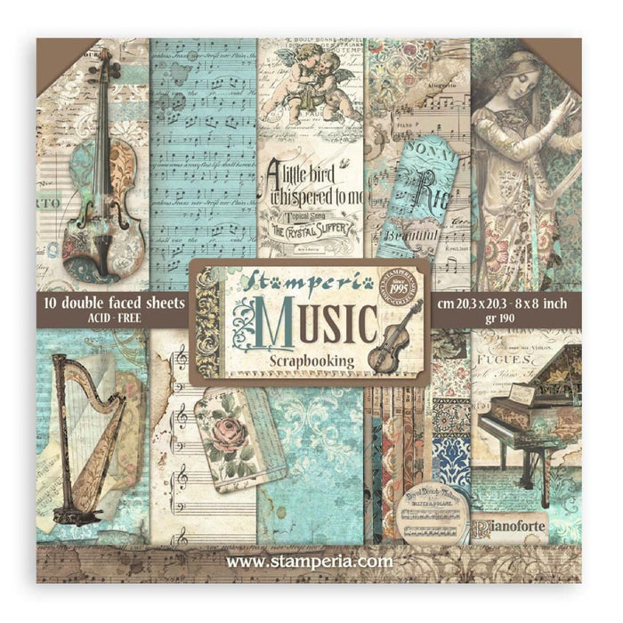 Stamperia Music 8" x 8" Scrapbooking Paper Pad