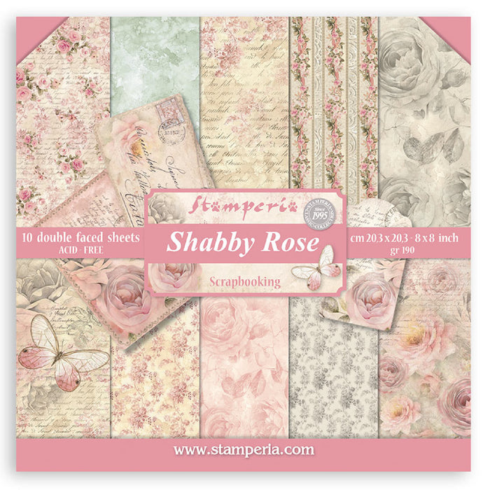 Stamperia Shabby Rose 8" x 8" Scrapbooking Paper Pad