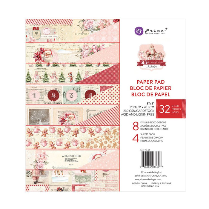 Prima Marketing 25 & Peppermint  8" x 8" Paper Pad