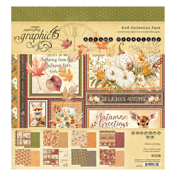 Graphic 45 Autumn Greetings 8" x 8" Collection Pack