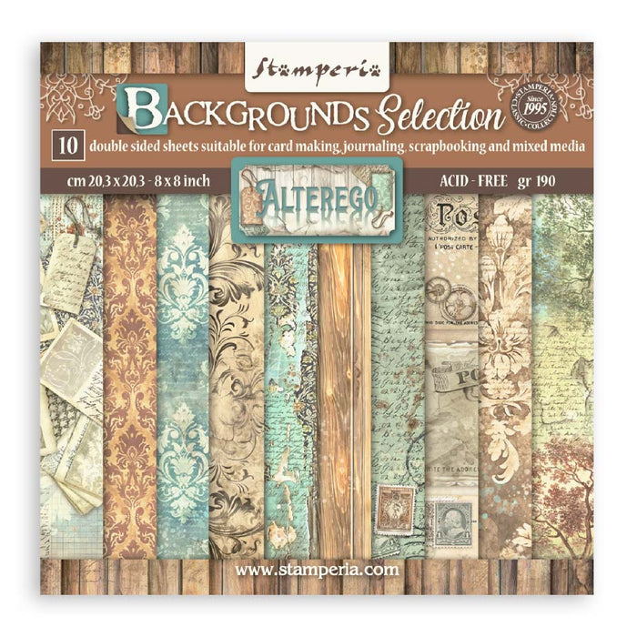 Stamperia Alterego 8" x 8" Backgrounds Selection Paper Pad