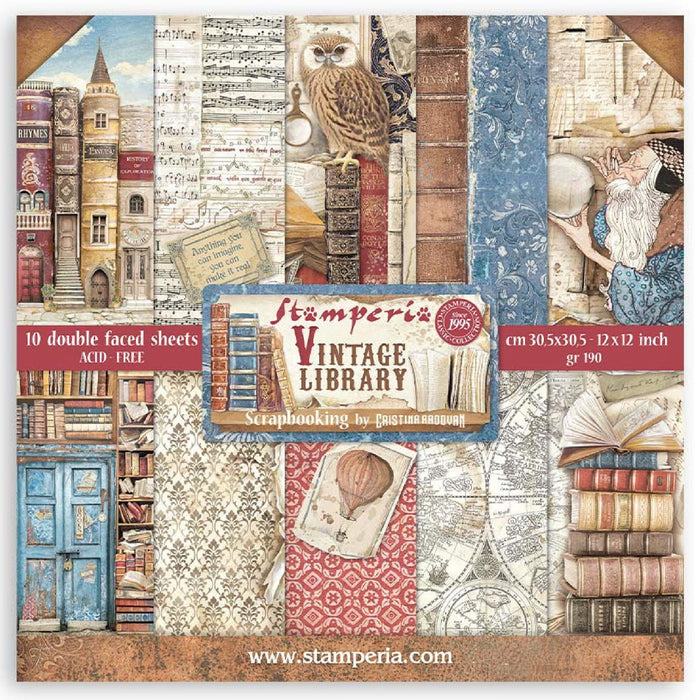 Stamperia Vintage Library 12" x 12" Scrapbooking Paper Pad