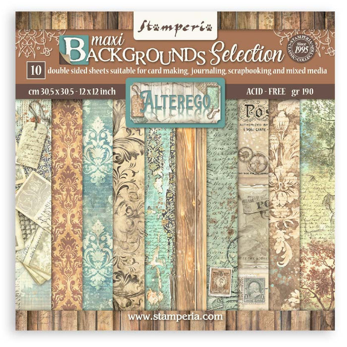 Stamperia Alterego 12" x 12" Maxi Backgrounds Selection Paper Pad