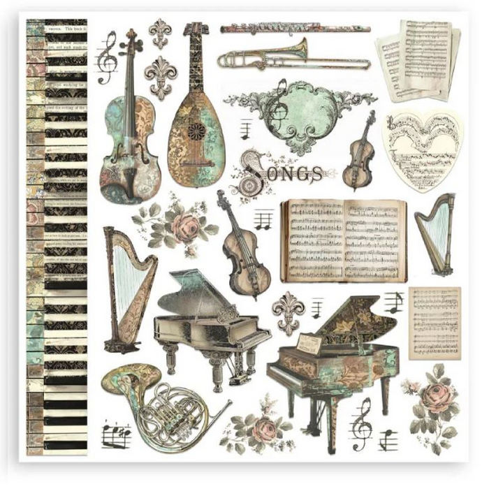 Stamperia Music 8" x 8" Scrapbooking Paper Pad