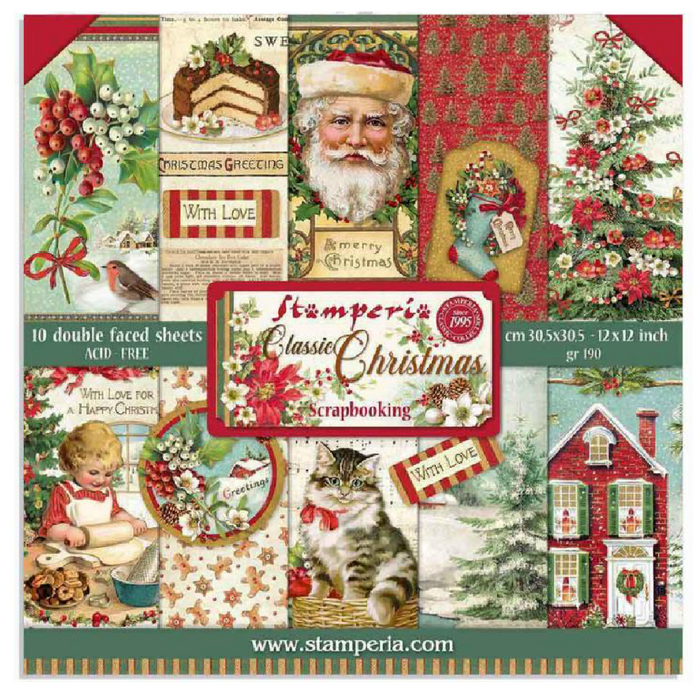 Stamperia Classic Christmas 12" x 12" Scrapbooking Paper Pad