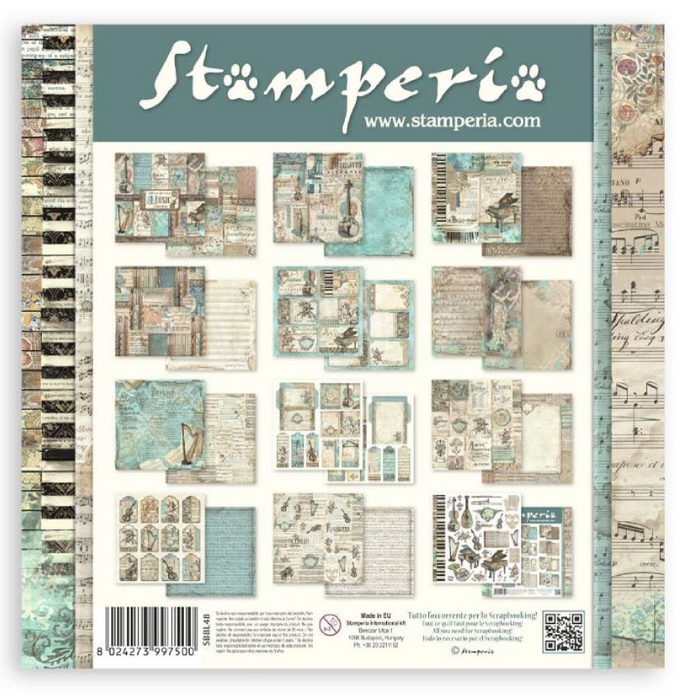 Stamperia Music 8" x 8" Scrapbooking Paper Pad