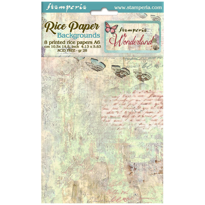 Stamperia Wonderland A6 Rice Paper Backgrounds Pack