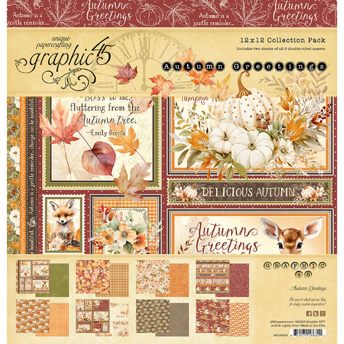 Graphic 45 Autumn Greetings 12" x 12" Collection Pack