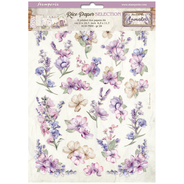 Stamperia Lavender A4 Rice Paper Pack