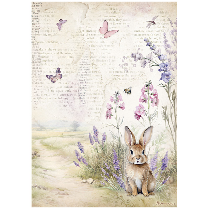 Stamperia Lavender A4 Rice Paper (Bunny)