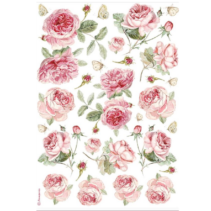 Stamperia Best Sellers A4 Rice Paper (English roses pattern)