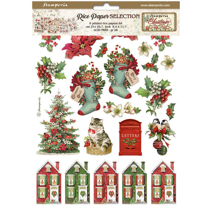 Stamperia Classic Christmas A4 Rice Paper Pack