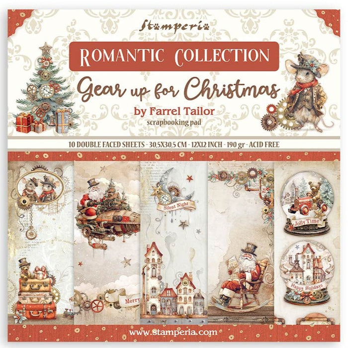 Stamperia Gear Up Christmas 12" x 12" Scrapbooking Paper Pad