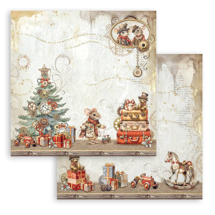 Stamperia Gear Up Christmas 8" x 8" Scrapbooking Paper Pad