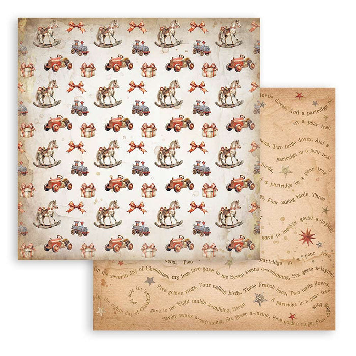 Stamperia Gear Up Christmas 8" x 8" Backgrounds Paper Pad