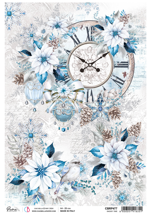 Ciao Bella Elegance Of Blue A4 Rice Paper (Snowy Time)