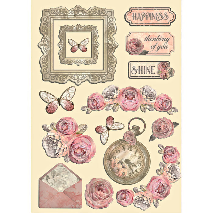 Stamperia Shabby Rose A5 Colored Wooden Shapes