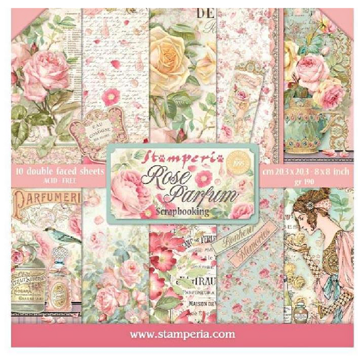 Stamperia Rose Parfum 8" x 8" Scrapbooking Paper Pad