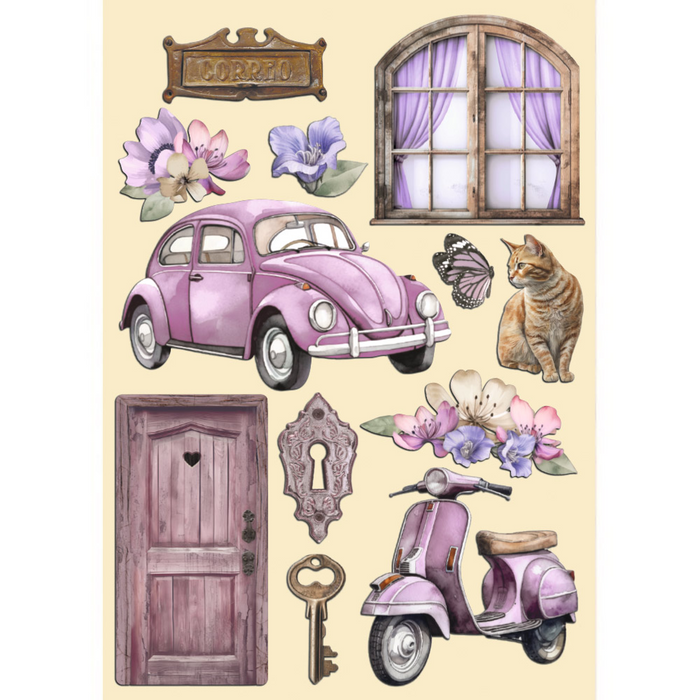 Stamperia Lavender A5 Colored Wooden Shapes